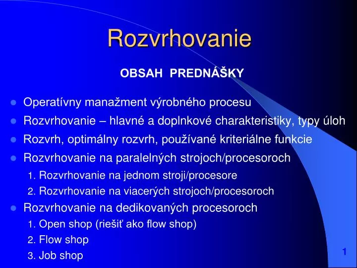 rozvrhovanie