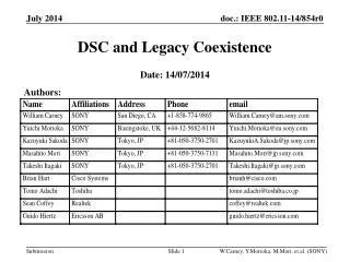 DSC and Legacy Coexistence