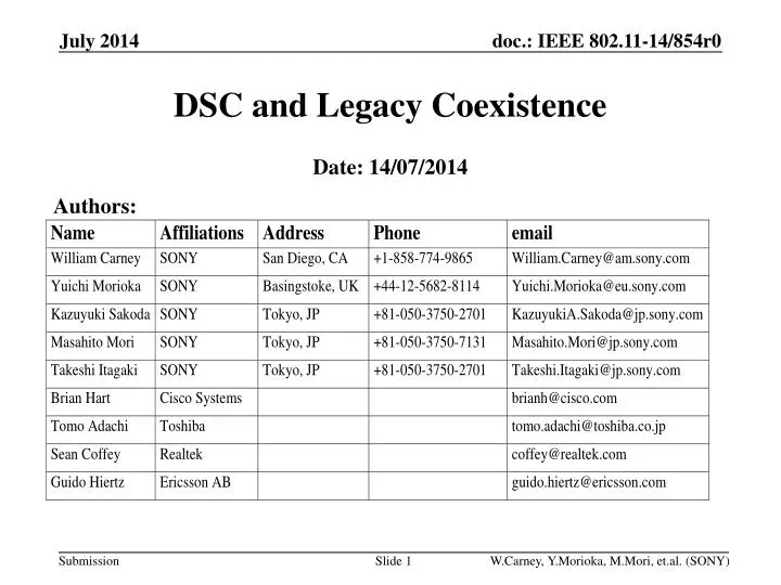 dsc and legacy coexistence