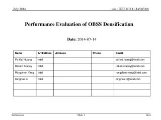 Performance Evaluation of OBSS Densification