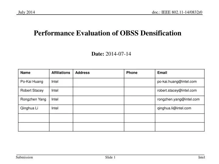 performance evaluation of obss densification