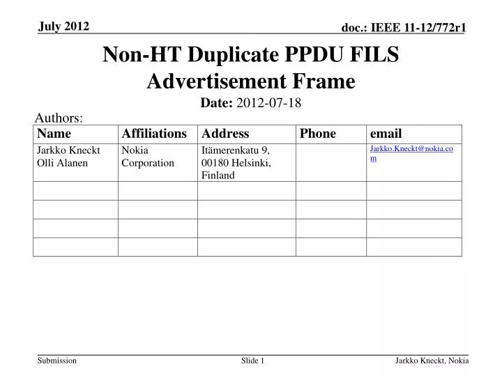 non ht duplicate ppdu fils advertisement frame