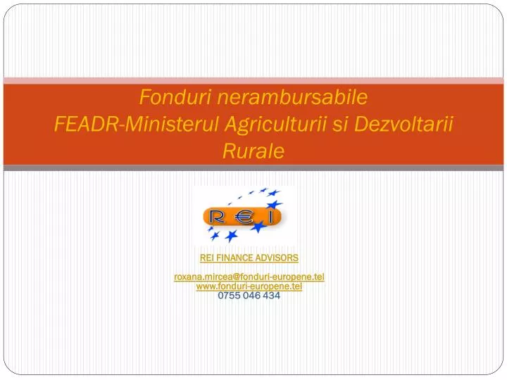 fonduri nerambursabile feadr ministerul agriculturii si dezvoltarii rurale