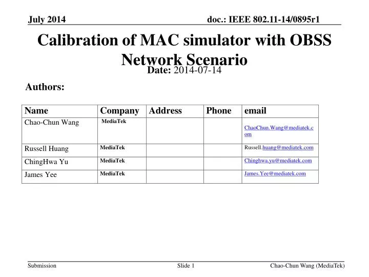 calibration of mac simulator with obss network scenario
