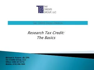 Tax Credits Group Presents :