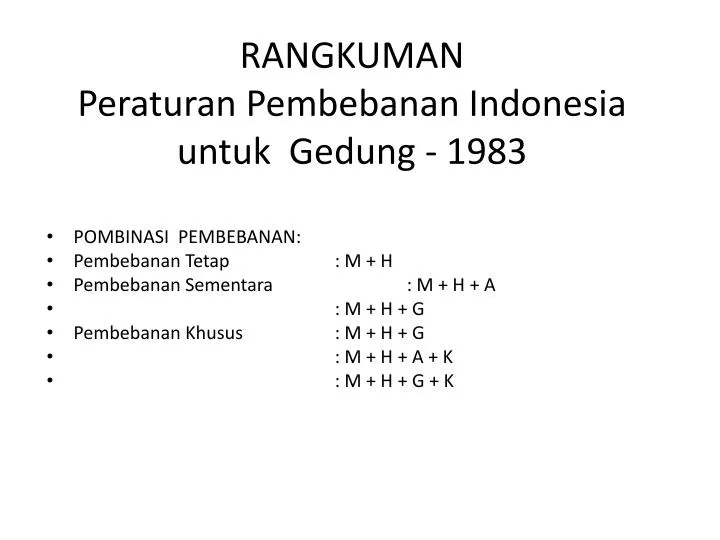rangkuman peraturan pembebanan indonesia untuk gedung 1983