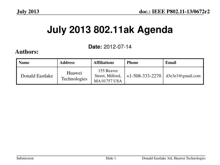 july 2013 802 11ak agenda