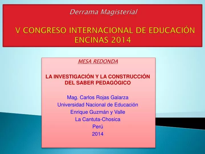 derrama magisterial v congreso internacional de educaci n encinas 2014