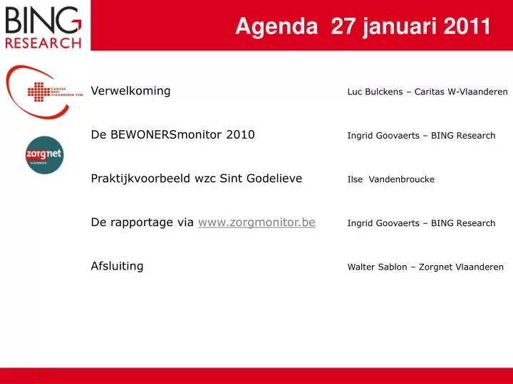agenda 27 januari 2011
