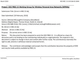 Project: IEEE P802.15 Working Group for Wireless Personal Area Networks (WPANs)