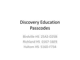 Discovery Education Passcodes