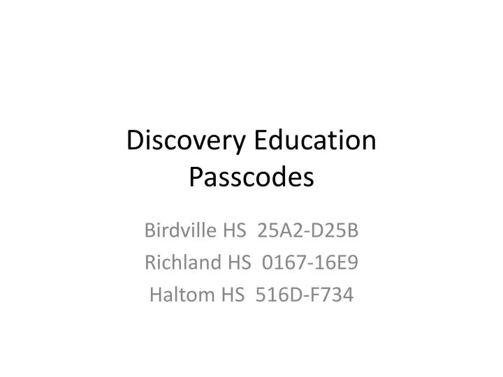 discovery education passcodes