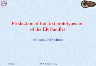 Production of the first prototypes set of the ER bundles