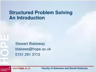 Structured Problem Solving An Introduction