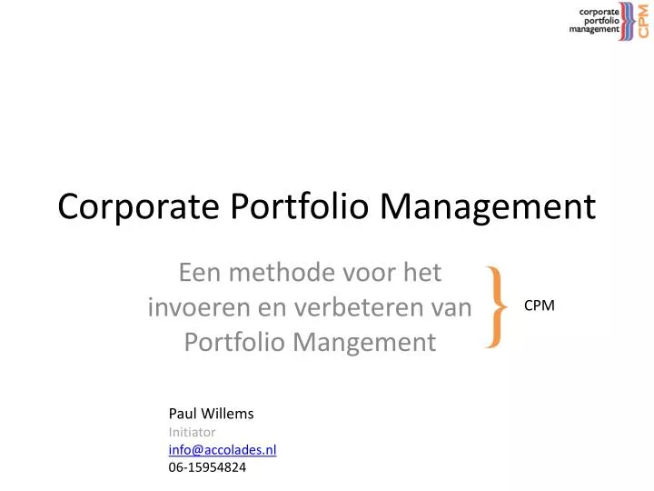 corporate portfolio management