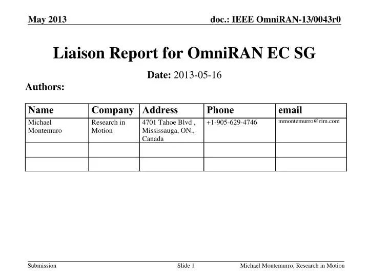 liaison report for omniran ec sg