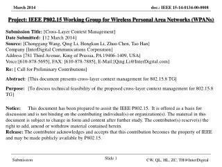 Project: IEEE P802.15 Working Group for Wireless Personal Area Networks (WPANs)