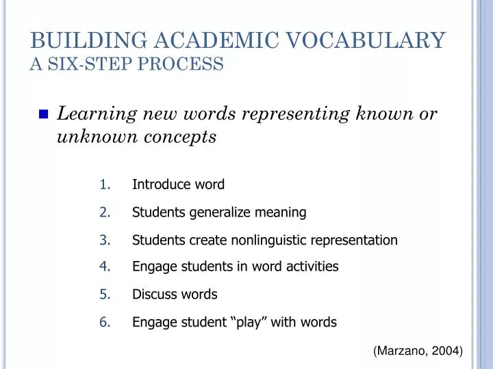 building academic vocabulary a six step process