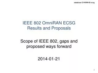 IEEE 802 OmniRAN ECSG Results and Proposals