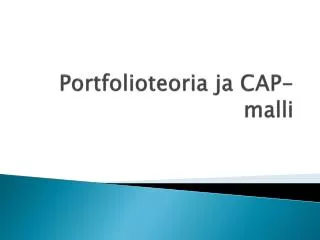 portfolioteoria ja cap malli