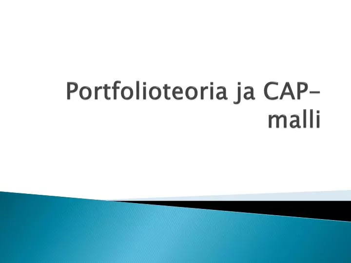 portfolioteoria ja cap malli