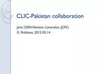 CLIC-Pakistan collaboration