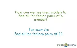 How can we use area models to find all the factor pairs of a number?
