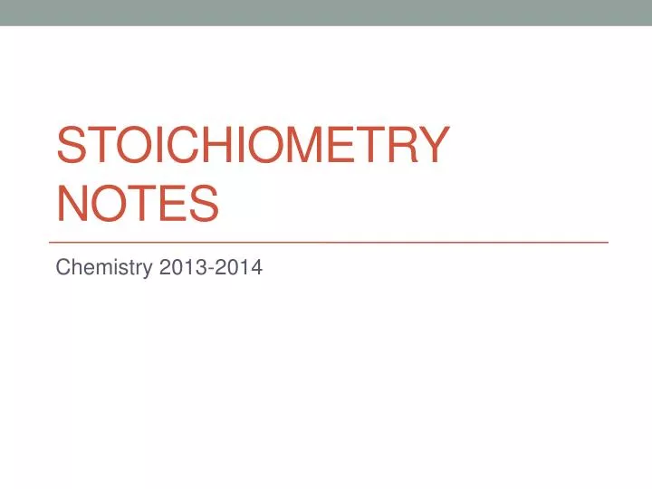 stoichiometry notes