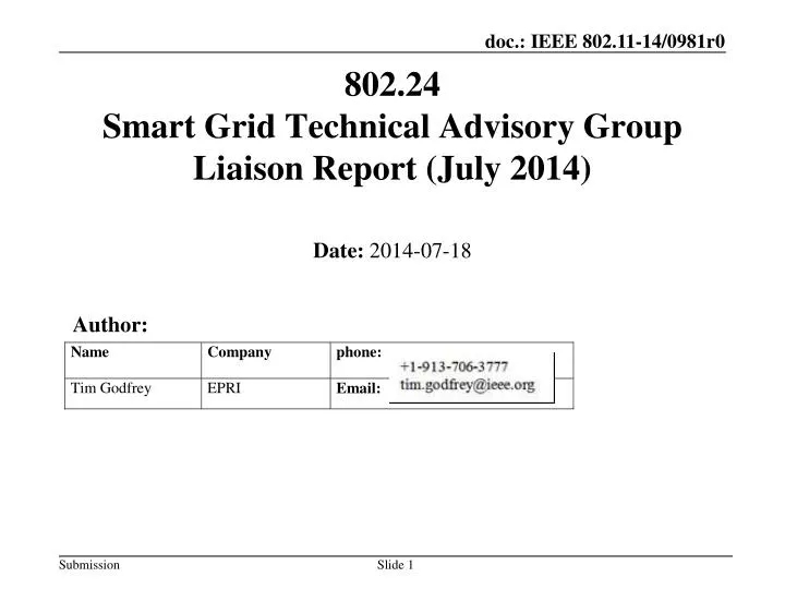 802 24 smart grid technical advisory group liaison report july 2014