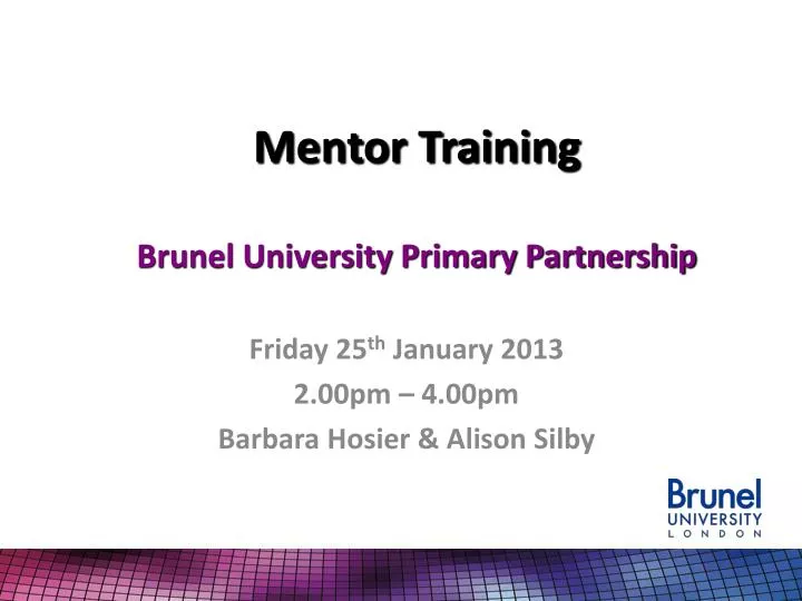mentor training brunel university primary partnership