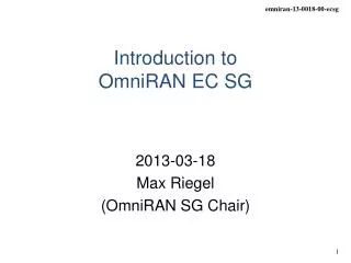 Introduction to OmniRAN EC SG