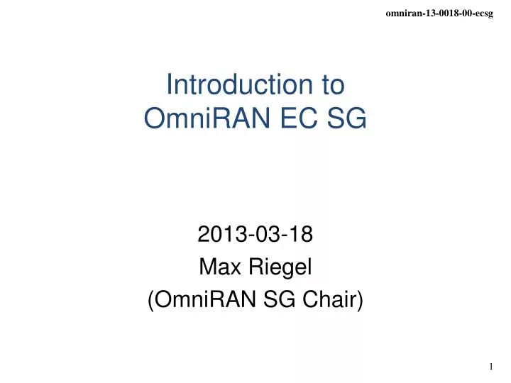 introduction to omniran ec sg