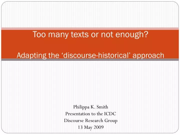 too many texts or not enough adapting the discourse historical approach
