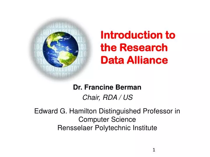 introduction to the research data alliance