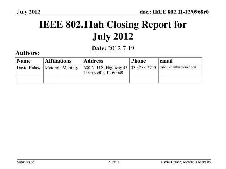 ieee 802 11ah closing report for july 2012