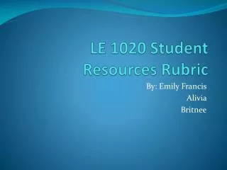 LE 1020 Student Resources Rubric