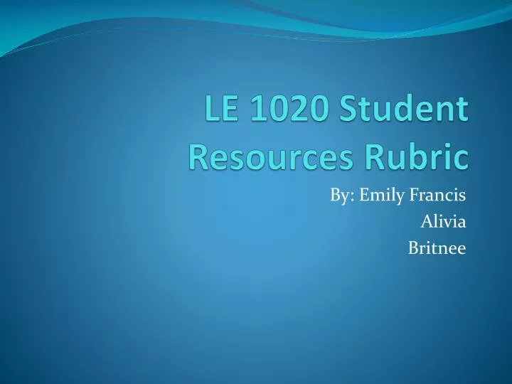 le 1020 student resources rubric