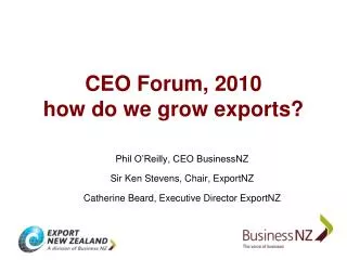 CEO Forum, 2010 how do we grow exports?