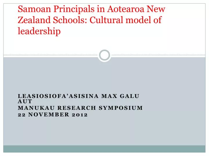 samoan p rincipals in aotearoa new zealand schools cultural model of leadership