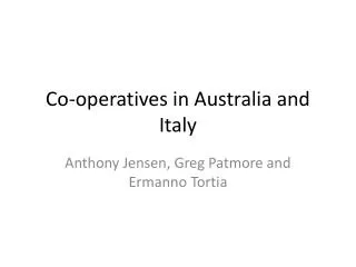 Co-operatives in Australia and Italy