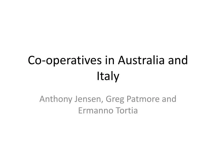 co operatives in australia and italy