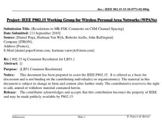 Project: IEEE P802.15 Working Group for Wireless Personal Area Networks (WPANs)