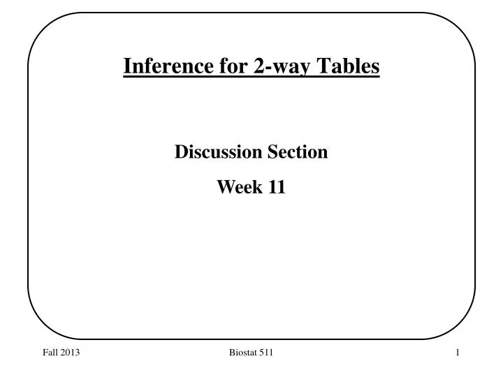 inference for 2 way tables