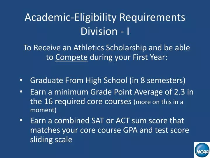 academic eligibility requirements division i