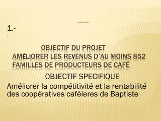 objectif du projet am li orer les r e v enus d au moins 852 familles de producteurs de caf