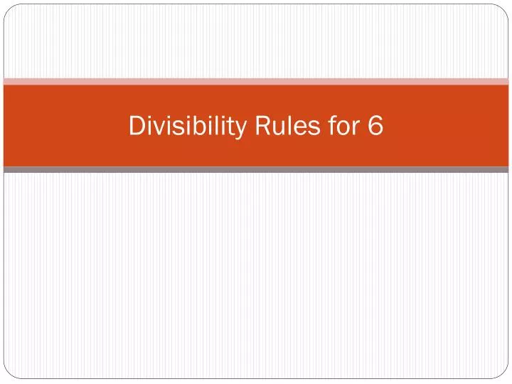 divisibility rules for 6