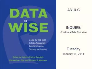 A310-G INQUIRE: Creating a Data Overview Tuesday January 11, 2011