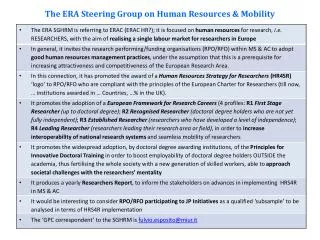 The ERA Steering Group on Human Resources &amp; Mobility
