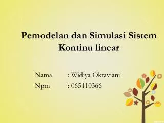 pemodelan dan simulasi sistem kontinu linear