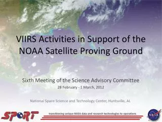VIIRS Activities in Support of the NOAA Satellite Proving Ground